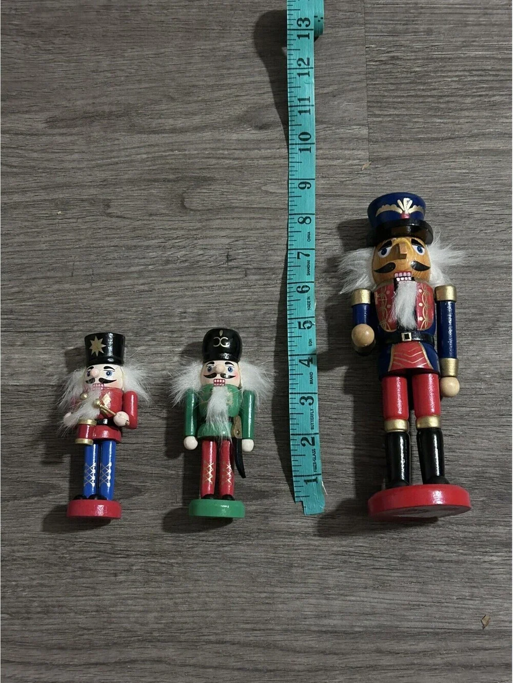 Wooden Christmas Nutcracker Figurines Lot Of Three Measuring 4